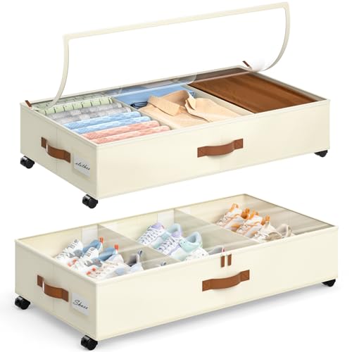 Yecaye Under Bed Storage with Wheels, 2 Pack Under Bed - Image 2