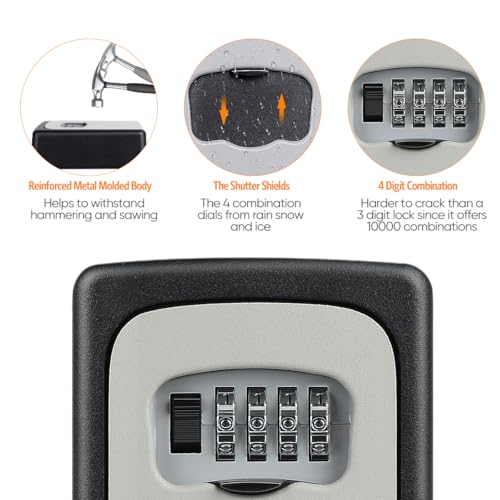 Key Lock Box Wall Mounted, Fayleeko 4 Digit Combination - Image 5