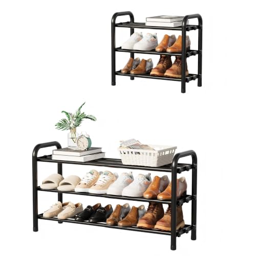 3-Tier Expandable Shoe Rack, Adjustable Shoe Shelf Storage - Image 2