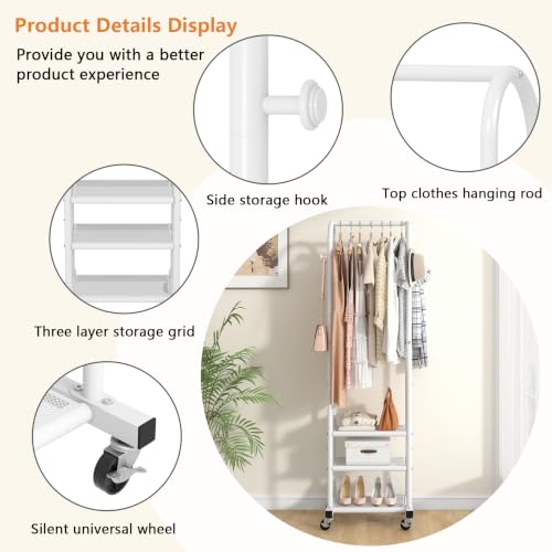 Portable Clothes Rack with Wheels, Space Saving Metal Clothing - Image 6