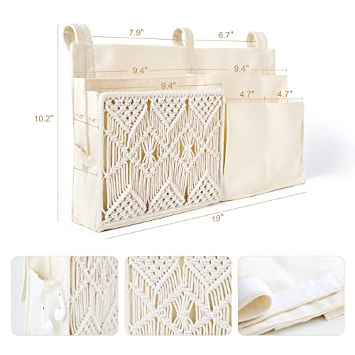 Mkono Bedside Caddy, Macrame Bunk Bed Hanging Organizer - Image 4