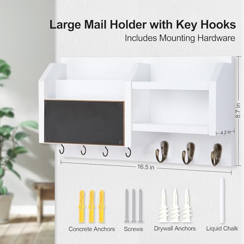 Lwenki Mail and Key Holder – Wall Mount Key Hanger with Shelf - Image 7