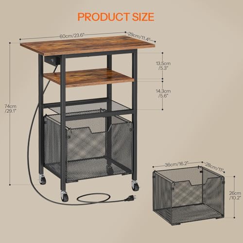 HOOBRO Printer Stand with Hanging File Drawer, Rolling - Image 3