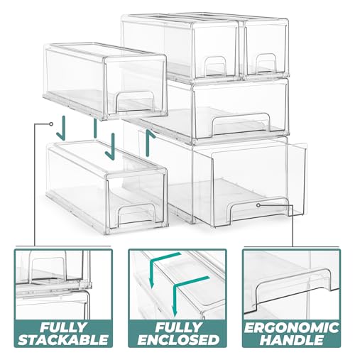 Sorbus Large Clear Stackable Storage Drawers, Plastic Storage - Image 5