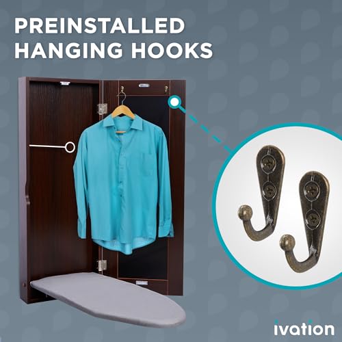 Ivation Wall Mount Ironing Board Cabinet W Mirror, Fold Down - Image 5