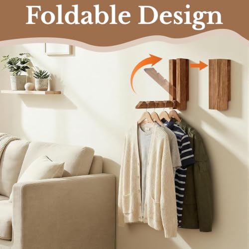 2 Pack Wall Mounted Folding Drying Rack, Wood Hanger for Laundry - Image 6