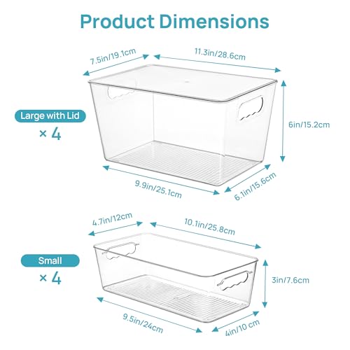 Vtopmart 8 Pack Clear Storage Bins with Lid Set for Pantry - Image 3
