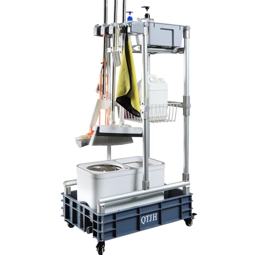 Rolling Cleaning Cart with Mop & Broom Organizer ， Convenient - Image 2