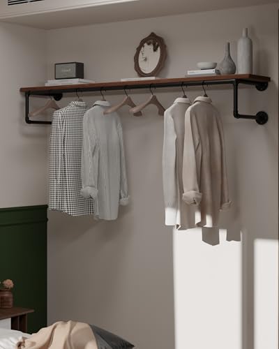 Clothes Rack 60in, Wall Mounted Garment Racks with Real - Image 2
