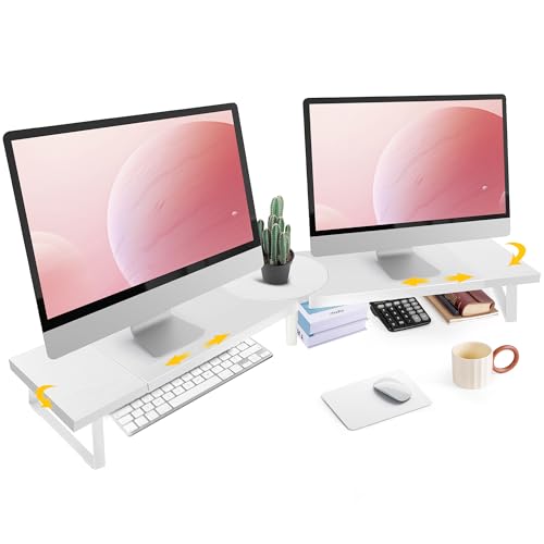 Across-Star Dual-Monitor Stand for Desk - Large Adjustable Length - Image 2