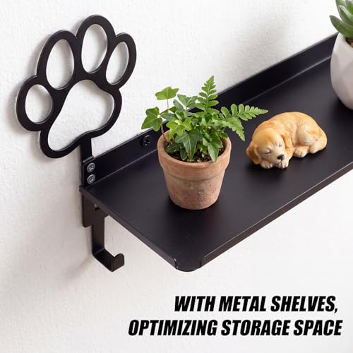 Black Dog Paw Metal Wall Mounted Coat Rack with Shelf 4 Hooks - Image 5
