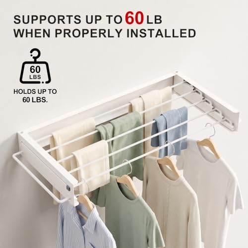 JOOM Wall Mounted Clothes Drying Rack,31.5 Inch Foldable Rack - Image 6