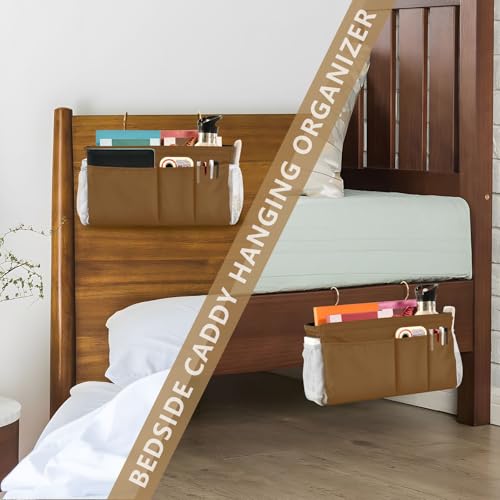 Brown Bedside Caddy Storage Bag Bedside Organizer for Bunk - Image 8
