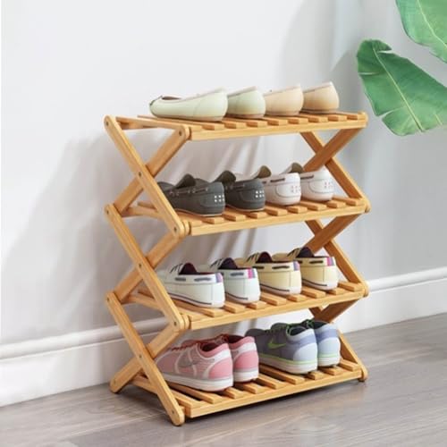 4 Tier Bamboo Shoe Rack,Portable Folding Shoe Storag | All Products - Image 2