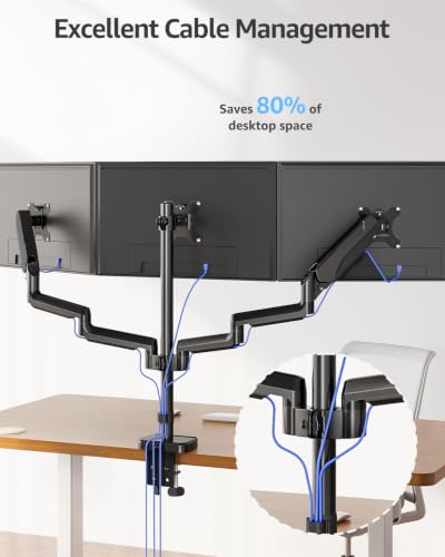 MOUNTUP Triple Monitor Stand Mount - 3 Monitors Desk Mount - Image 7