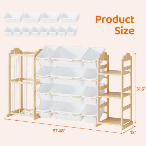 LAMU 3-in-1 Toy Storage Organizer with Bookshelf, Stuffed - Image 3