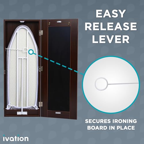 Ivation Wall Mount Ironing Board Cabinet W Mirror, Fold Down - Image 6