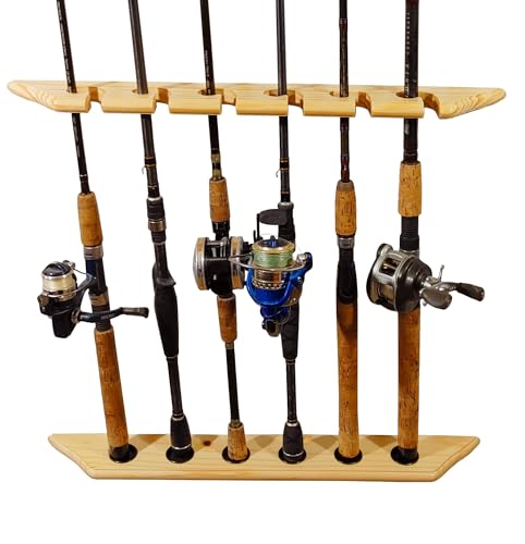 Solid Pine Fishing Rod Rack for Wall and Ceiling Storage - Image 2