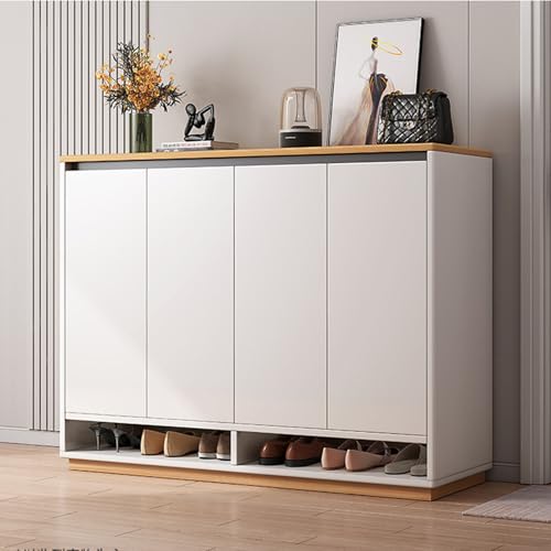 Walnut Wooden Shoe Organizer - Slim Free Standing Cabinet - Image 8