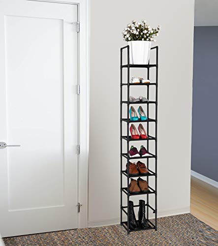 FIDUCIAL HOME 10 Tiers Vertical Shoe Rack 10 Pairs Skinny Shoe - Image 6