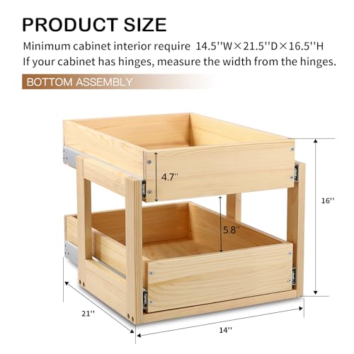 Pull Out Cabinet Organizer 14''W×21''D×16''H Slide Out Drawer - Image 4