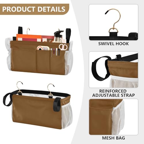 Brown Bedside Caddy Storage Bag Bedside Organizer for Bunk - Image 6