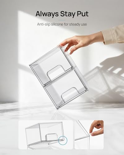 Vtopmart 6 Pack Small Clear Stackable Storage Drawers for Desk, Countertop - Image 7