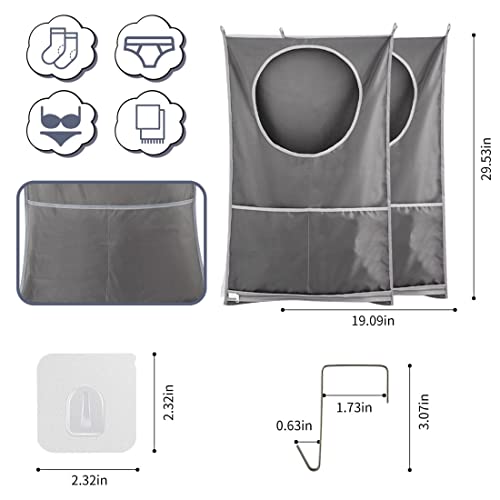 Gray Hanging Laundry Hamper, Over The Door Organizer Bag for Cozy - Image 8