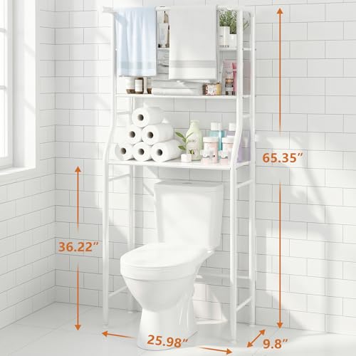 UDEAR 3-Tier Over The Toilet Rack,with Hanging Rod - Image 3