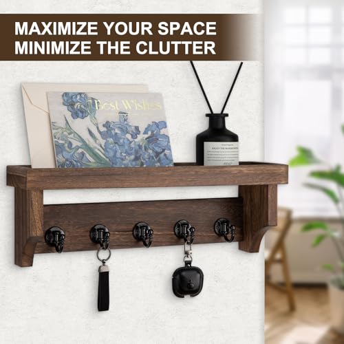 Key and Mail Holder Wall Mount, Mail Organizer with 5 Key Hooks - Image 4