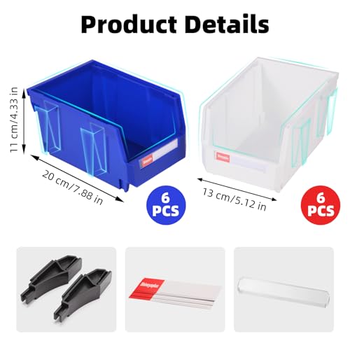 12 Packs Stackable Storage Bins, 7" x 5" x 4" Parts Bin - Image 4