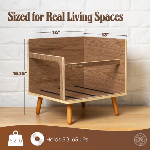 Walnut Vinyl Record Holder | Holds 50-65 LPs | Vinyl - Image 3