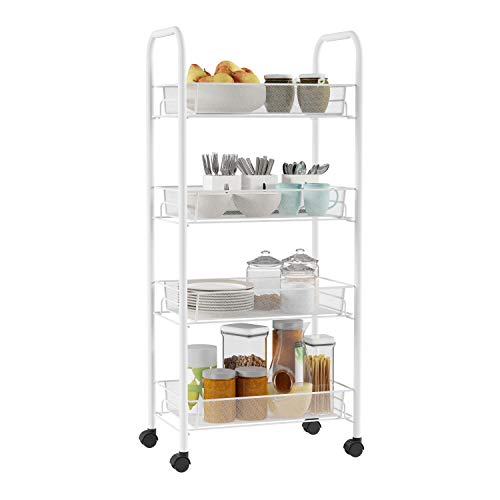 Lavish Home 4-Tiered Narrow Rolling Storage Shelves - Mobile - Image 3