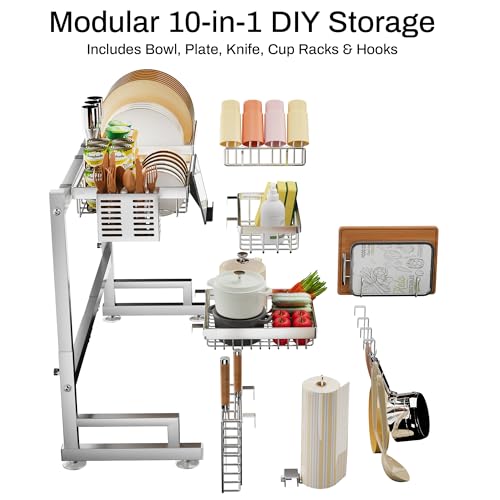 ADBIU Luxurious 304 Stainless Steel Over Sink Dish Drying Rack - Image 6