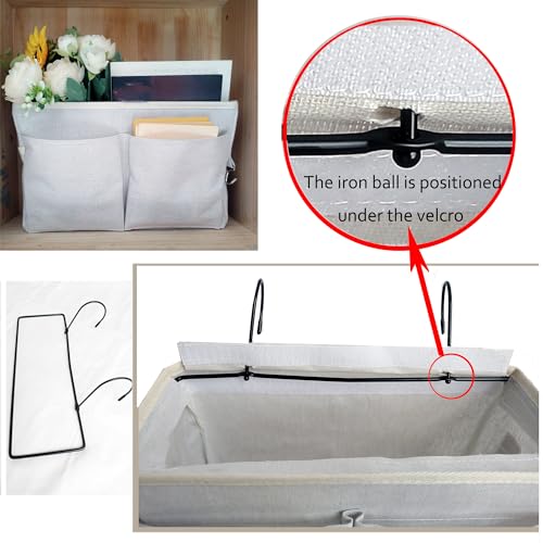 Bedside Caddy, Hanging Storage Bag with Hooks for Bunk & Dorm Bed - Image 3