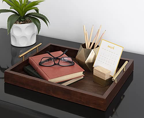 Kate and Laurel Lipton Decorative Wooden Tray with Metal Gold - Image 6