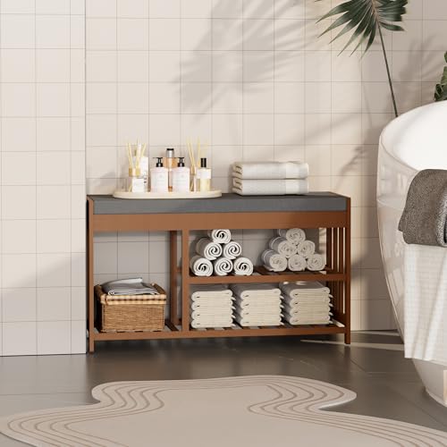 Shoe Rack Bench for Entryway, Bamboo Shoe Storage Bench - Image 7
