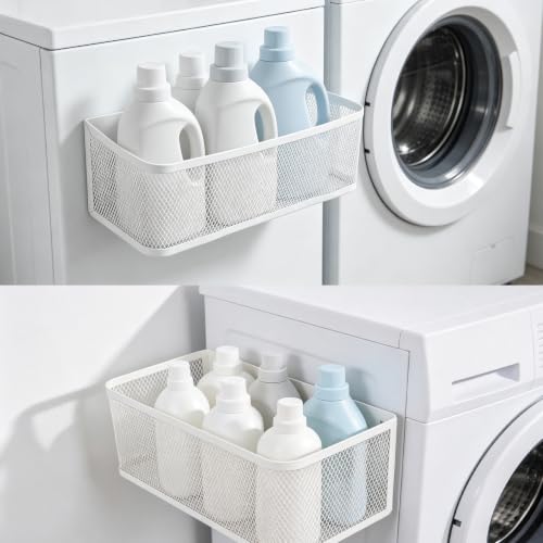 XIHIRCD 2pcs Magnetic Laundry Washer Shelf Organizer (White) - Image 4