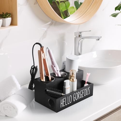 Bivvclaz Hair Tool Organizer, Wooden Hair Dryer Holder Countertop - Image 3