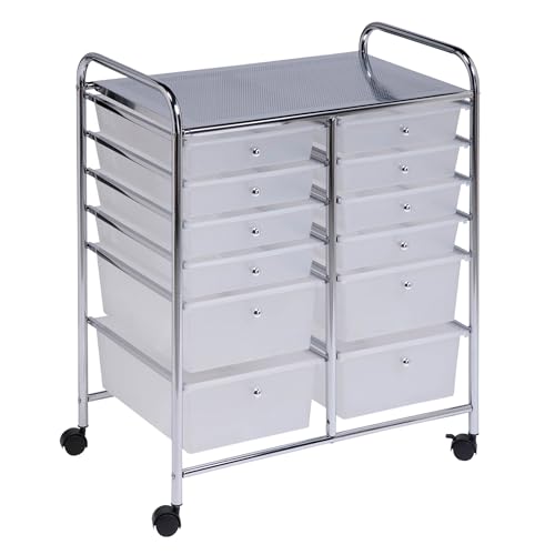 Honey-Can-Do Rolling Craft Storage Cart, Clear, 12-Drawer - Image 2