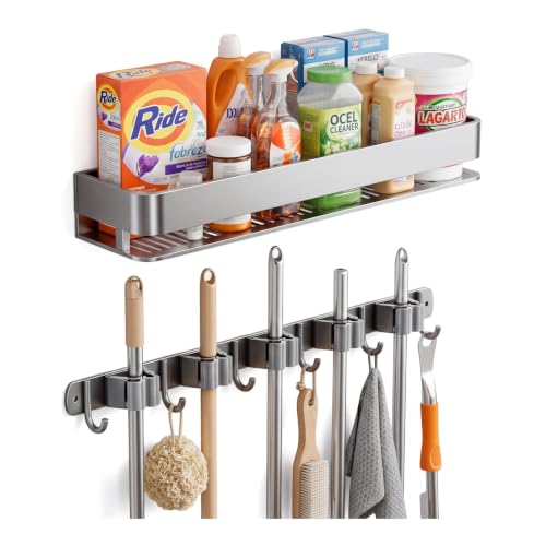 24 Inch Mop and Broom Holder Wall Mount, Broom Hanger - Image 2
