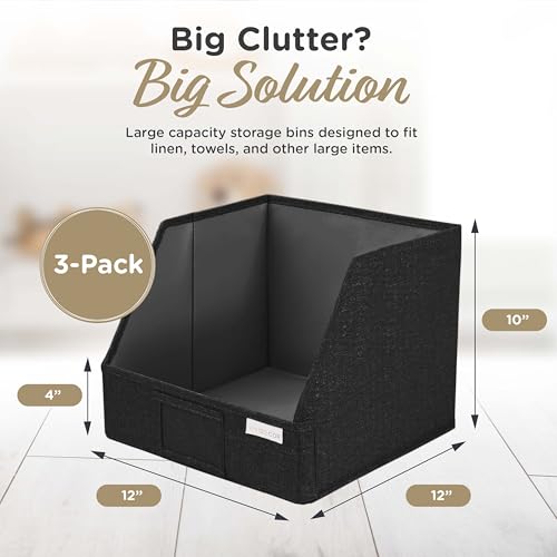 Open Front Trapezoid Closet Bins, Closet Shelf Organizer, Black - Image 3