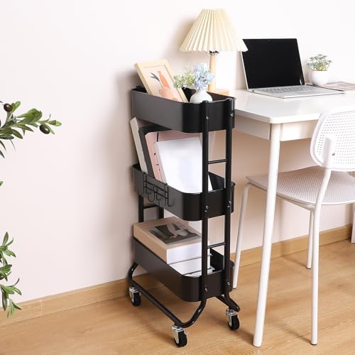 MAX Houser Slim 3-Tier Rolling Utility Cart with Extra Hook - Image 6