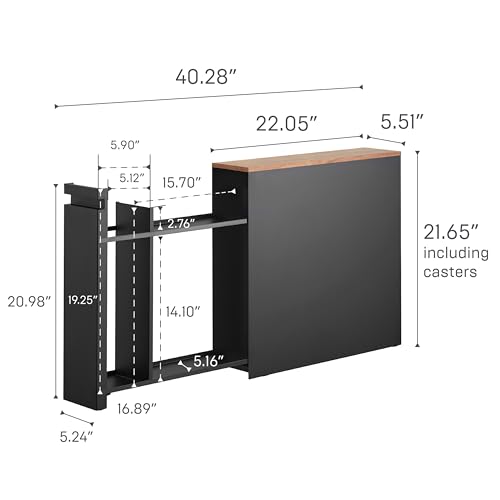 YAMAZAKI Home Pull-Out Bathroom Storage Cabinet with Wood Top - Image 4