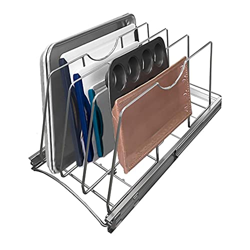 Pull Out Cookie Sheet Organizer, 11" W x 22" D x 11.8" H, Chrome - Image 2