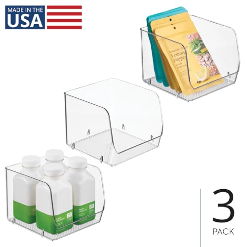 iDesign Stackable Open-Front Storage Bins, Set of 3, Clear - Image 5