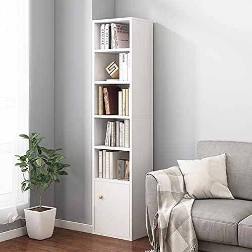 IOTXY Narrow Corner Bookcase with Door - White 59" Tall Gap - Image 2