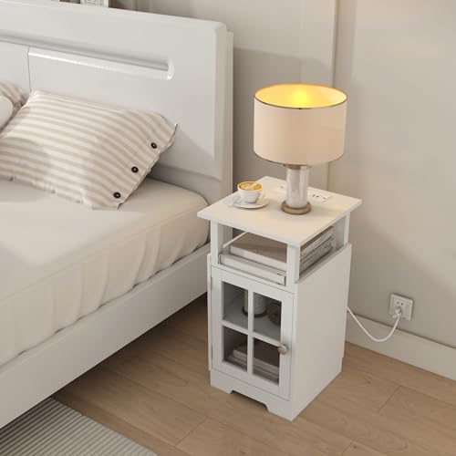 Nightstand with Charging Station,White End Table Mod | All Products - Image 5