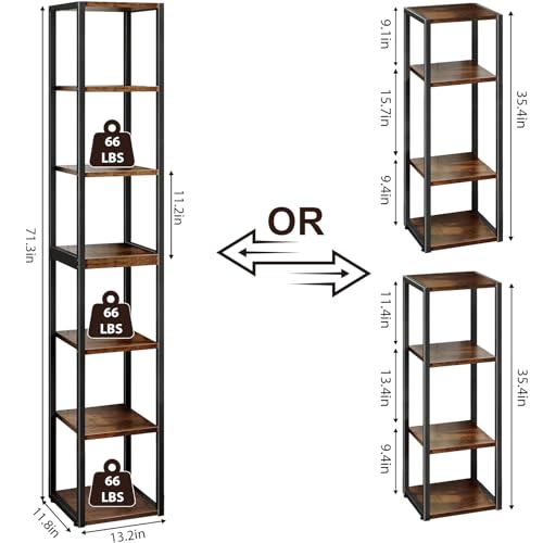DreamDashio 6-Tier Corner Shelf, 71 Inch Tall Narrow Bookshelf - Image 3