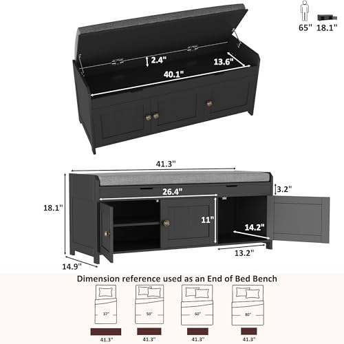HOMEFORT 41.3" Shoe Bench with Lift Top Storage, Entryway - Image 4